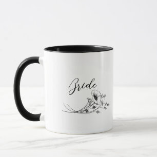 Elegante Braut-Wildblumen-Skizzen   Tasse