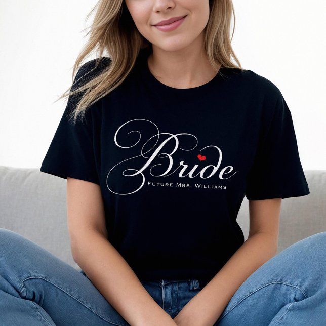 Elegante Braut Zukünftige Mrs Schwarz Damen T-Shirt (Von Creator hochgeladen)
