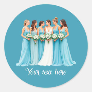 Elegante Brautjungfer anpassbare Hochzeit Runder Aufkleber