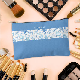 Elegante Brautjungfer Blau Floral  Zubehörtasche
