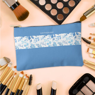 Elegante Brautjungfer Blau Floral  Zubehörtasche