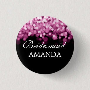 Elegante Brautjungfern-Bevorzugungs-Rosa-Lichter Button