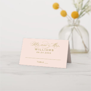 Elegante Brautpaar-Hochzeit mit Roségold-Kalligraf Platzkarte