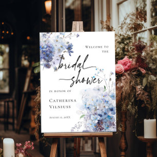 Elegante Brautparty Blau Wildblumen willkommen Poster