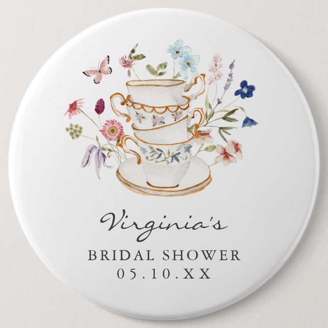 Elegante Brautparty Button (Vorderseite)