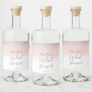 Elegante Brautparty Faux-Ombre-Glitter Rosa Alkoholflaschenetikett