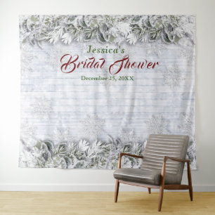 Elegante Brautparty-Fotobooth-Kulisse mit Laub Wandteppich