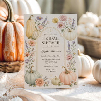 Elegante Brautparty im Herbst | Aquarell-Kürbis Einladung