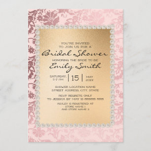Elegante Brautparty in Rosa und Gold Einladung