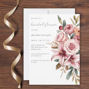 Elegante Brautparty mit rosafarbenen Lilien und Ro Einladung