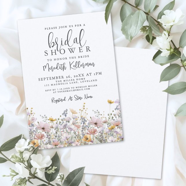 Elegante Brautparty mit Wildblumen Einladung (Elegant Wildflower Bridal Shower Invitation)