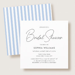Elegante Brautparty Moderne Schrift Blaue Streifen Einladung