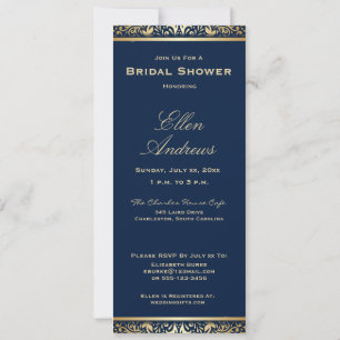 Elegante Brautparty Navy mit Gold Einladung