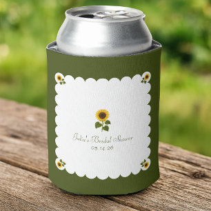 Elegante Brautparty Rustikale Sonnenblume Olivgrün Dosenkühler