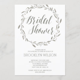 Elegante Bridal Dusche Einladungen Grau Kranz