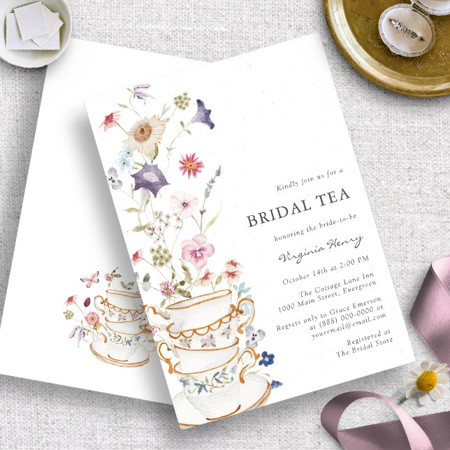Elegante Bridal Tea Frische Pasta machen Einladung (Elegant Bridal Tea Wildflower Floral Invitation by Painted Paperie
)