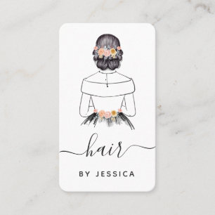 Elegante Bride Floral Chic Haarbstyle Braid QR Cod Visitenkarte