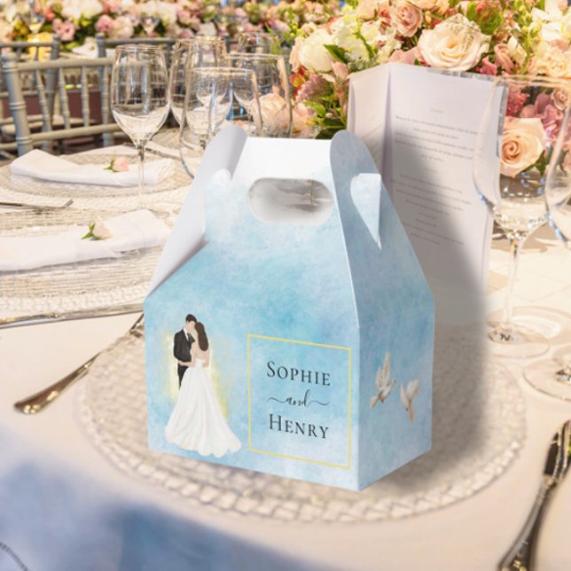 Elegante Bride & Groom Goldfliegertauben Hochzeit Geschenkschachtel (Von Creator hochgeladen)