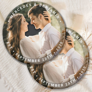 Elegante Bride Groom Modernes Foto Datum Hochzeit Magnet