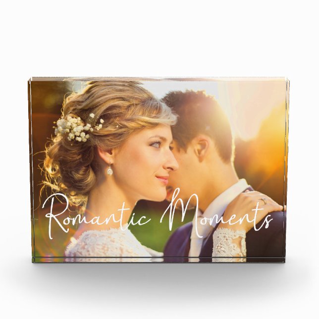 Elegante Bride Groom Romantische Momente Fotoblock (Vorderseite)