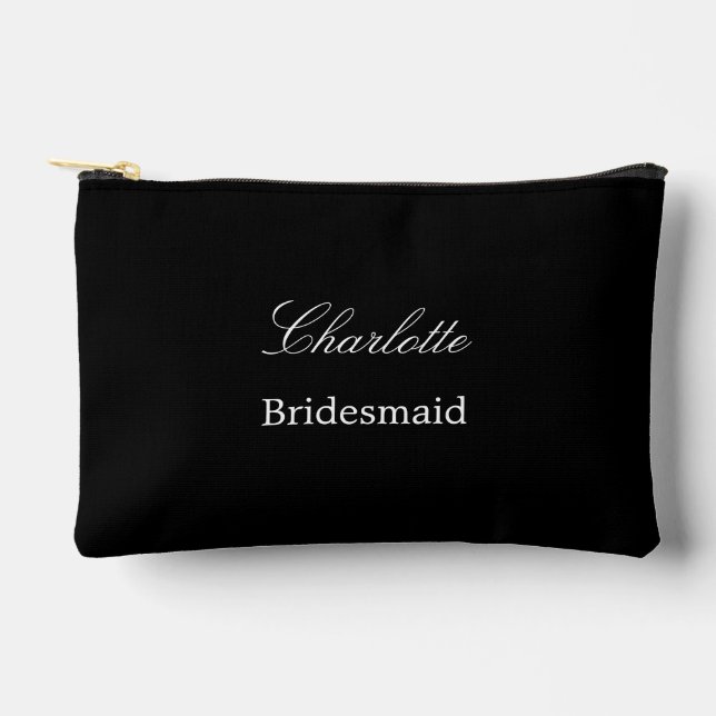 Elegante Bridesmaid Black Accessory Pouch Zubehörtasche (Vorderseite)