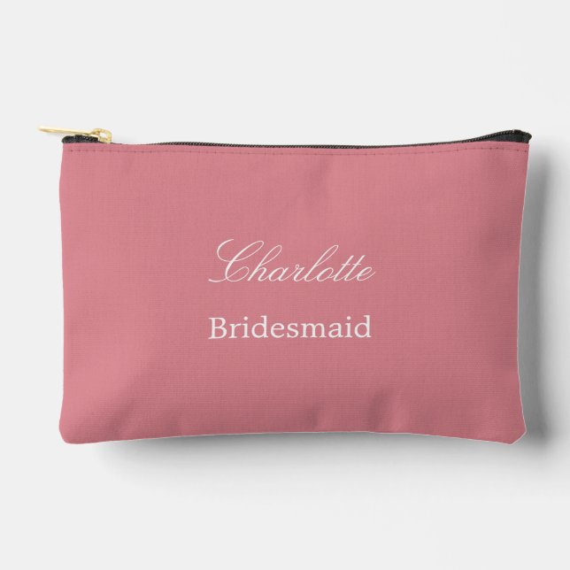 Elegante Bridesmaid Blush Pink Accessory Pouch Zubehörtasche (Vorderseite)