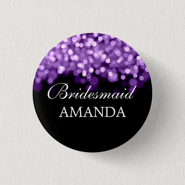 Elegante Bridesmaid Gefallen Lila Lichter Button (Vorderseite)