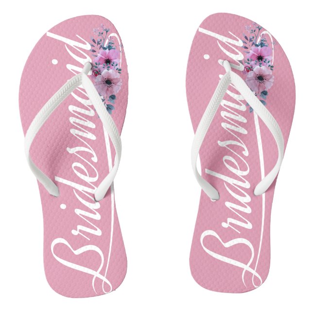 Elegante Bridesmaid Hochzeitskalligrafie Flip Flop (Fußbett)