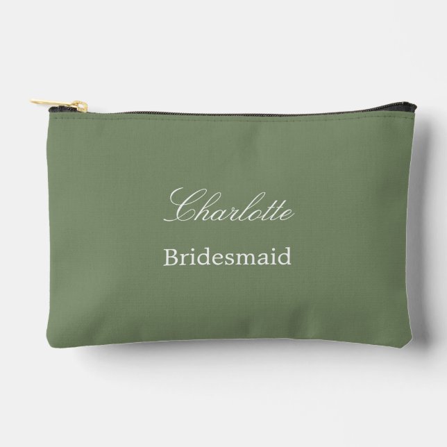 Elegante Bridesmaid Sage Green Accessory Pouch Zubehörtasche (Vorderseite)