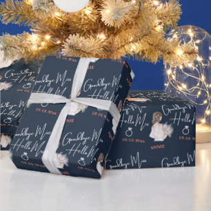 Elegante Bridge mit Bouquet Blue Brautparty Geschenkpapier