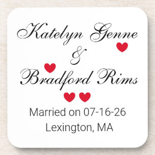 Elegante Briefe Hochzeit Getränkeuntersetzer