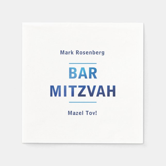 Elegante Briefe mit Diamant Textur Bar Mitzvah Serviette (Vorderseite)