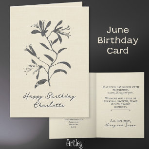 Elegante Briefmarke Honeysuckle June Birth Blume L Karte