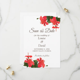 Elegante Bright Hibisken Save the Date Karte