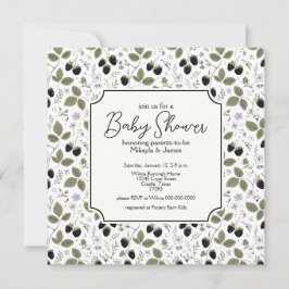 Elegante Brombeer-Lavendel-Blumen-Baby-Shower Einladung