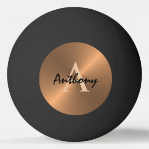 Elegante Bronze Gold Metallic Monogram Personalisi Tischtennisball