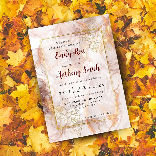 Elegante Bronze und Goldmarmor Einladung zur Hochz (Von Creator hochgeladen)