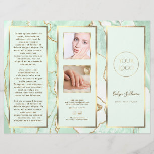 Elegante Broschüre "Sea Green and Gold Agate"
