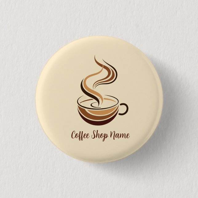Elegante Brown Coffee Espresso Business Logo Shop Button (Vorderseite)