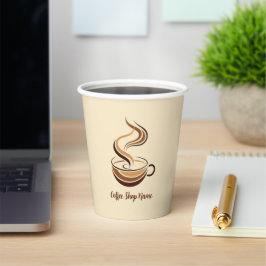 Elegante Brown Coffee Espresso Business Logo Shop Pappbecher