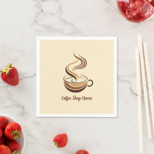 Elegante Brown Coffee Espresso Business Logo Shop Serviette