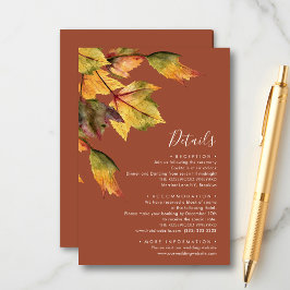 Elegante Brown Herbst-Hochzeitdetails Begleitkarte