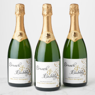 Elegante Brunch Bubbly Brautparty Gold Confetti