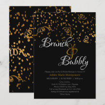 Elegante Brunch Bubbly Brautparty Gold Confetti