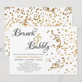 Elegante Brunch Bubbly Brautparty Gold Confetti Einladung