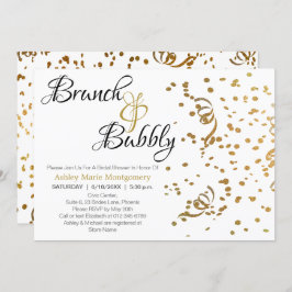 Elegante Brunch Bubbly Brautparty Gold Confetti Einladung