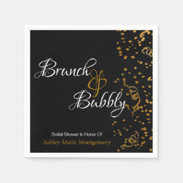 Elegante Brunch Bubbly Brautparty Gold Confetti Serviette
