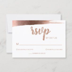 Elegante Brushed Rose Gold Einfache Moderne Hochze RSVP Karte