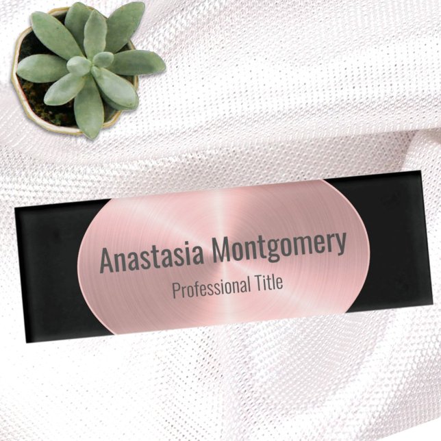 Elegante Brushed Rose Imitate Metal Oval Custom Namenschild (Von Creator hochgeladen)