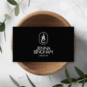 Elegante Buchstaben Monogram Logo Black/Ivory Visitenkarte